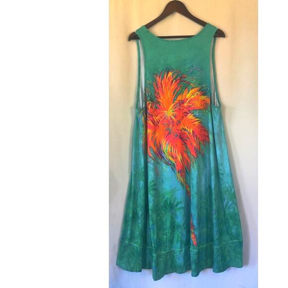 Leoma Lovegrove High Low Sleeveless Colorful Dress XXL Beach Vacation Tropical - Picture 2 of 5